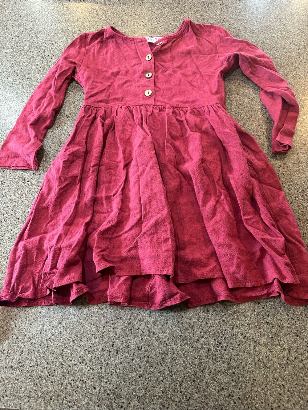 Girls Long Sleeve Button Front Dress